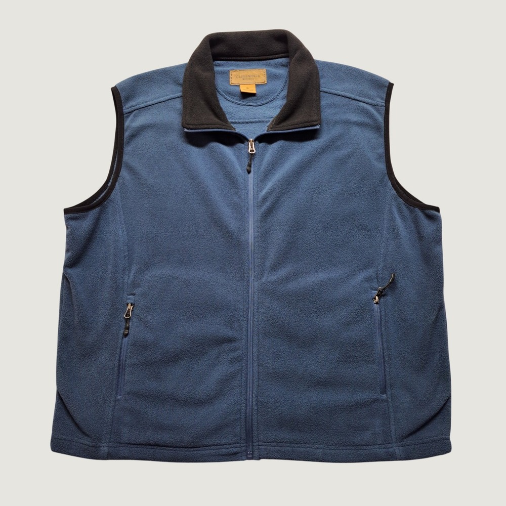 Clearwater Outfitters Fleece Vest Mens XL Blue Excellent Full Zip Mock Neck